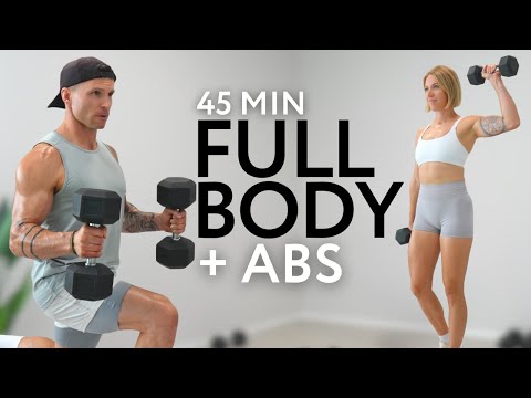 Видео: 45-минутная тренировка с гантелями на всё тело | Развитие силы и сухой мышечной массы