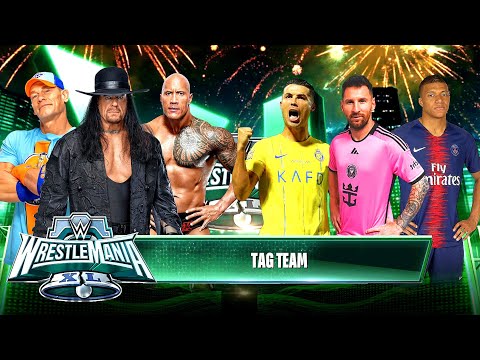 Видео: Джон Сина + Гробовщик + Скала против Лионеля Месси + Криштиану Роналду + Килиана Мбаппе | WWE2K24 4K