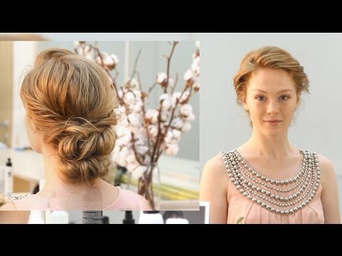 Видео: Вечерняя прическа. Низкий небрежный пучок. Пучок из жгутов