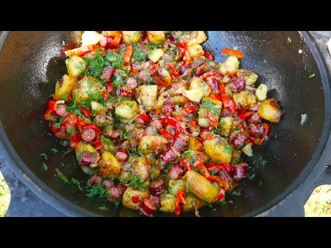 Видео: Вкусная жареная картошка – Рецепт картошки по-охотничьи в казане