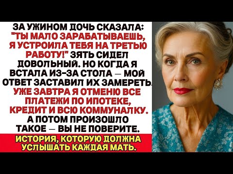 Видео: На Семейном Ужине Моя Дочь Сказала: Ты Зарабатываешь Недостаточно Денег, Я Нашла Тебе третью Работу!