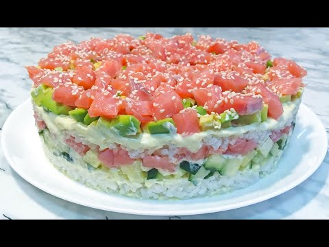 Видео: Салат "СУШИ" Неимоверно Вкусный и Очень Красивый / Ленивые Суши / Sushi Salad