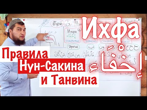Видео: Урок № 12: «Ихфа» (إخْفَاء) Сокрытие / 4-ое правило Нун-Сакина и Танвина