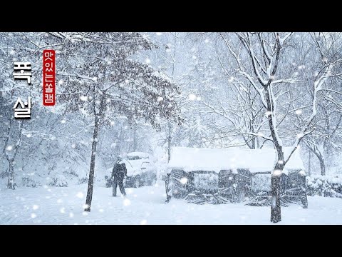 Видео: Теплый день кемпинга в ветренном тяжелом снегу 🌬❄❄🌀 · Снежный кемпинг · Camping Vlog
