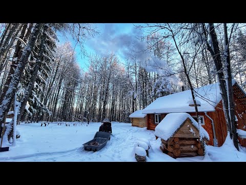 Видео: Избу усыпало снегом | Ночуем в мороз | Провели электричество в баню