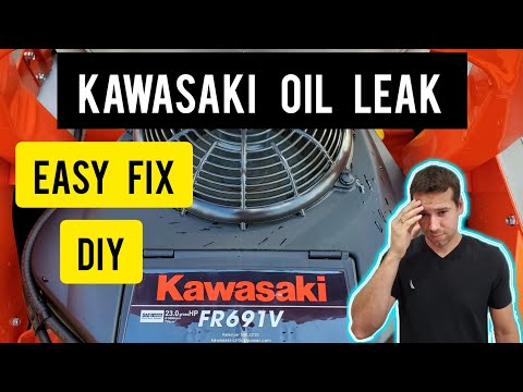 Видео: Течь масла в газонокосилке Kawasaki. Плохая утечка масла.
