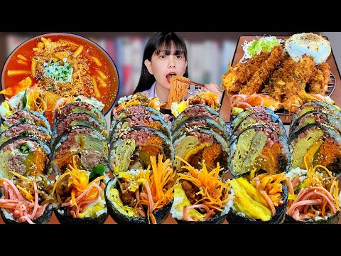 Видео: Кимбап огромного размера😲Я съел все 6 кимбап один! gimbap Korean eating show mukbang