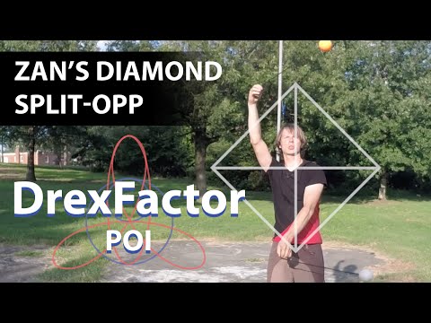 Видео: Учебник по вращению пои для среднего уровня: Zan's Diamond Split-Opp