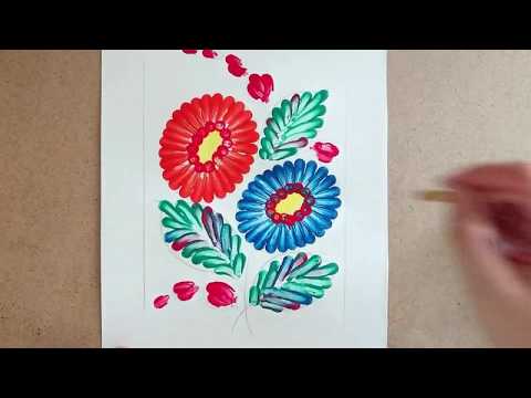 Видео: Мой блог о Петриковской росписи. Выпуск №22: "Начинаем рисовать новым инструментом - пипеткой"