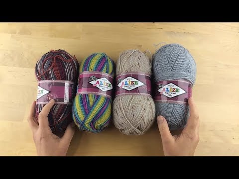 Видео: Обзор. Пряжа Alize superwash 100 носочная пряжа
