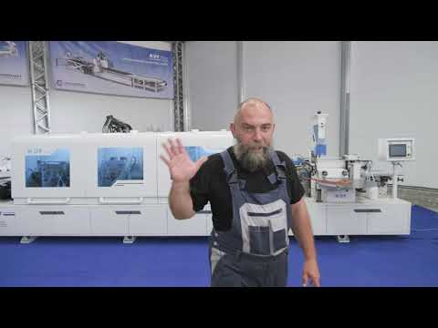 Видео: KDT KE-665JSKA кромкооблицовочный станок с верхней клеевой ванной для работы с EVA/PUR клеем