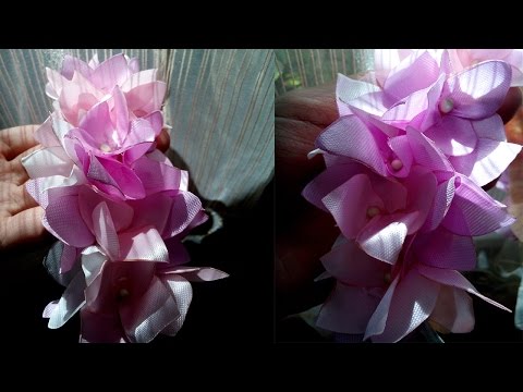Видео: Гортензия из Лент/ Гортензия из атласа/hydrangea ribbon
