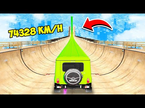 Видео: СПУСК БЕЗ ТОРМОЗОВ НА САМОМ ДЛИННОМ ЛИМУЗИНЕ UAZ HUNTER ПО ТРАМПЛИНУ В ГТА 5