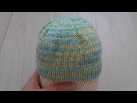 Видео: Шапочка для новорождённого спицами Шапочка для младенца спицами МК Альфиры Мериновой