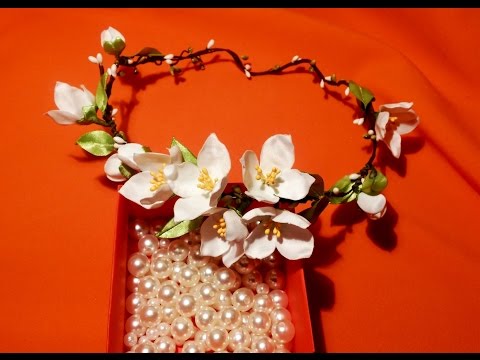 Видео: Fabric flowers how to make: jasmine wreath/tutorial/very easy/Цветы из ткани: жасминовый веночек