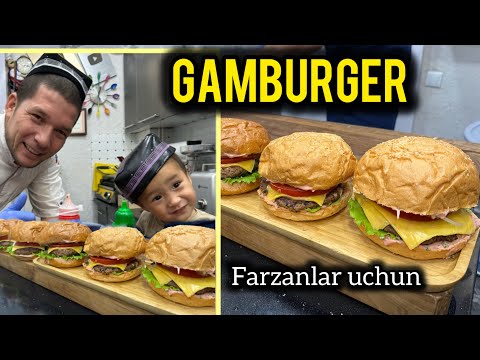 Видео: GAMBURGER BOLALAR UCHUN SUPERIDAN/ САМЫЙ ВКУСНЫЙ БУРГЕР 🍔