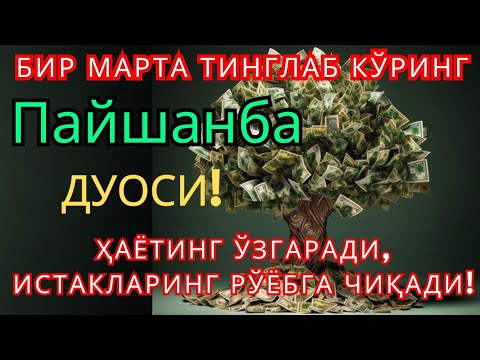 Видео: Пайшанба КУНИНИНГ ЭНГ КУЧЛИ ДУОСИ БАРЧА ОРЗУ-ҲАВОСЛАР АМАЛГА ОШАДИ! ЖУДА ҚИЙИН МУАММОЛАР ҲАМ ЕЧИЛАДИ