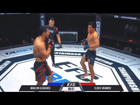 Видео: Мавлон Юлдашев vs Элбек ураимов   бой за пояс  // EFC 52 BISHKEK