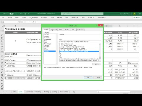 Видео: Пользовательские форматы в Excel  - Все форматы (Custom number formats)