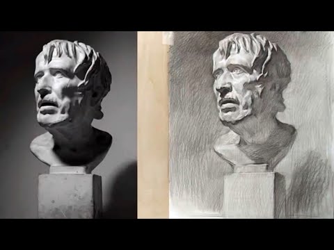 Видео: Литой рисунок - Портрет старика