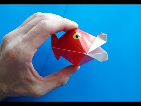 Видео: Открывает рыба рот оригами, Opens fish mouth of origami