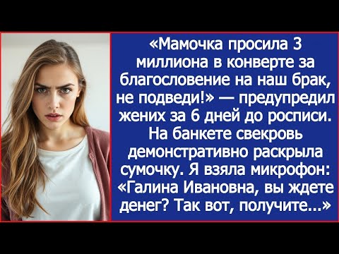 Видео: Мамочка просила 3 миллиона в конверте за благословение на наш брак, не подведи! Предупредил жених