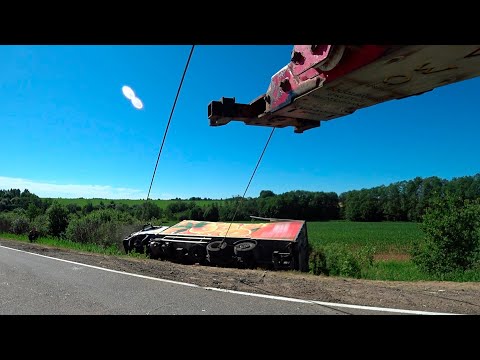 Видео: Постановка на колеса и вытаскивание из кювета.