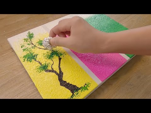 Видео: Как нарисовать 3 разных дерева для начинающих / Простые техники рисования акрилом