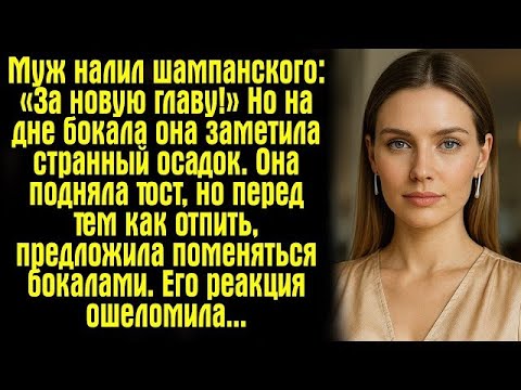 Видео: Муж налил шампанского- «За новую главу!» Но на дне бокала она заметила странный осадок. Она подняла