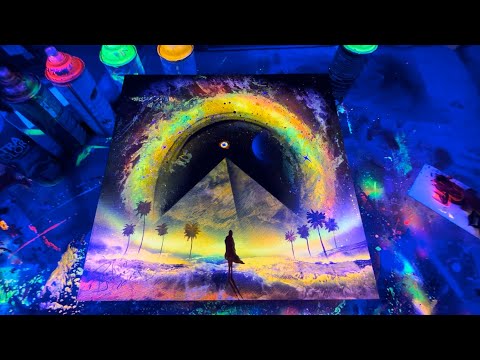 Видео: Египетская пирамида спрей краска неоновые цвета