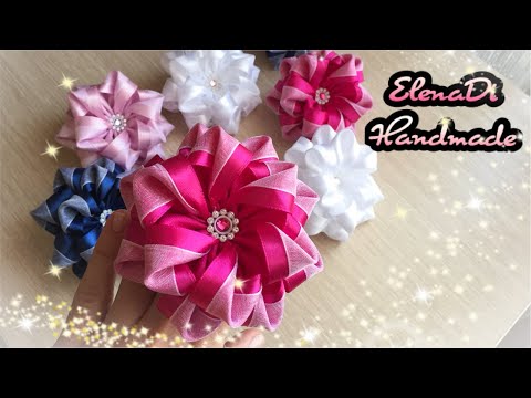Видео: Объемные цветы из атласной ленты и органзы\Канзаши