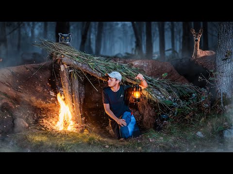 Видео: СТРОЮ ЗЕМЛЯНКУ БЕЗ ЕДЫ | ДЕНЬ 2 | ЕМ КОРНИ ЛОПУХА, НАЛОВИЛ РЫБЫ, СДЕЛАЛ КАРКАС И КРЫШУ