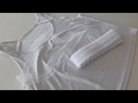 Видео: Как из простой майки создать утончённую кружевную блузку? Делюсь профессиональным приёмом