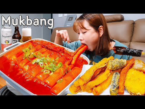 Видео: Sub)Real Mukbang-Острый ттеокбокки🔥 Рисовый рулет(Кимбап)🍣 Жареная еда🍤 Рыбный суп Корейская едаASMR