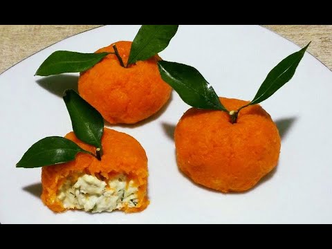 Видео: ЭТОТ САЛАТ ПЕРВЫМ СМЕТУТ СО СТОЛА / ЗАКУСКА "МАНДАРИНКА" / Меню на новый год 2020