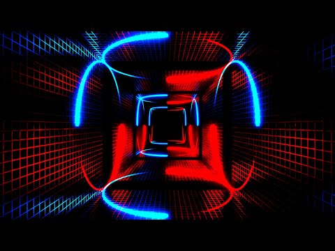 Видео: 4K Заставка – Цифровой неоновый коридор в красном и синем | Футуристичный VJ луп (Без звука)