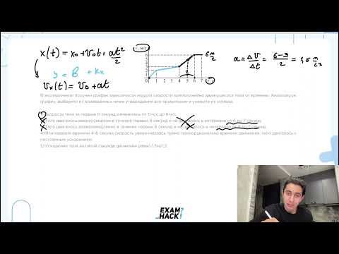 Видео: В эксперименте получен график зависимости модуля скорости прямолинейно движущегося тела от - №23220
