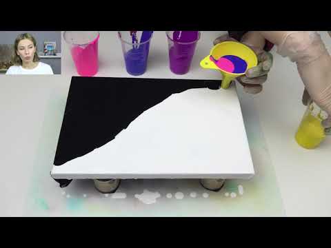 Видео: Эксперименты в технике флюид-арт. Как сделать красочную заливку с помощью воронки