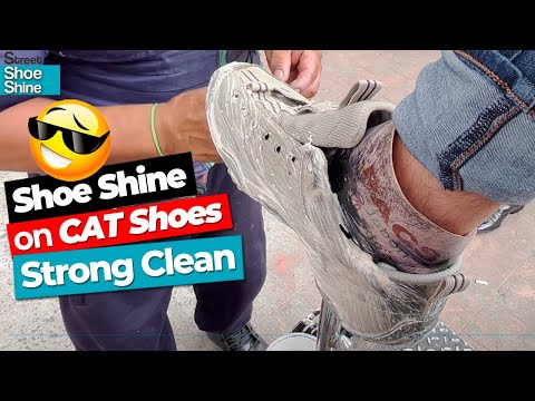 Видео: Сервис ASMR SHOE SHINE 👟👟 на CAT Construction Shoes