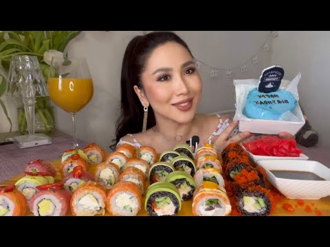 Видео: МУКБАНГ •мой День Рождения 🥳 •суши🍣•роллы🍱