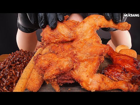 Видео: жареный цыпленок и лапша BBQ CHICKEN 🍗 BLACK BEAN NOODLE EATING ASMR MUKBANG