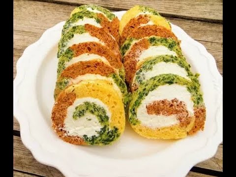 Видео: Закуска на праздничный стол! Трехцветный рулет / Рецепты Другой Кухни