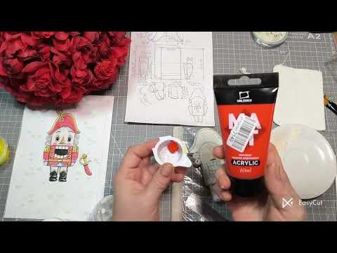 Видео: ЩЕЛКУНЧИК  Игрушка на елку из ваты  Урок 9  Тонировка и роспись  часть первая