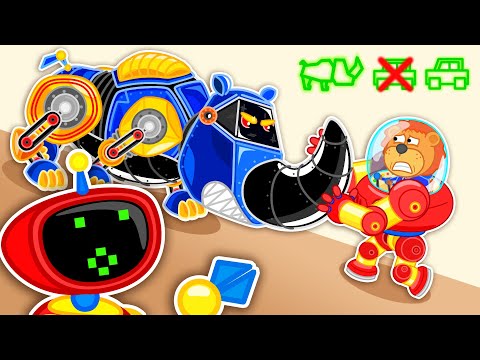 Видео: Lion Family Русский - экзо-костюм носорог - Мультик для детей