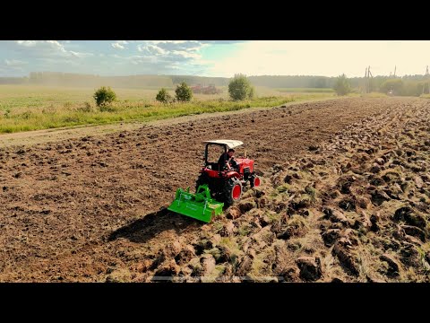 Видео: Фрезеруем Кубота/Кентавр-444 против Солис 26. В поле Кубота/Кентавр-444