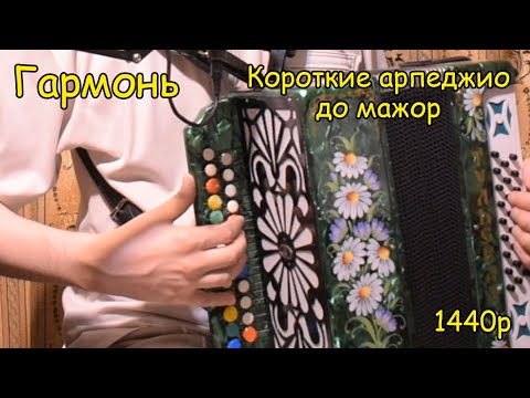 Видео: Короткие арпеджио до мажор на гармони на 2 и 3 октавы 4 и 5-пальцевой аппликатурой. Урок Котова Саши