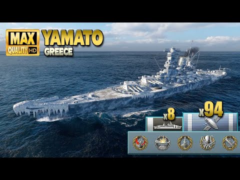 Видео: Линкор Ямато: Возвращение на карту Греция - World of Warships