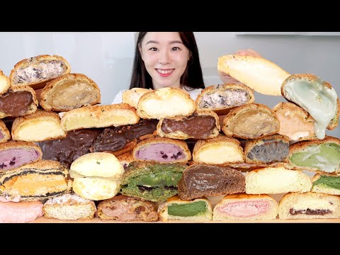 Видео: SUB) ASMR Кремовый хлеб Мукбанг 🍞 Десерт Поедание звуковых кремов Слоеное печенье Заварное тесто