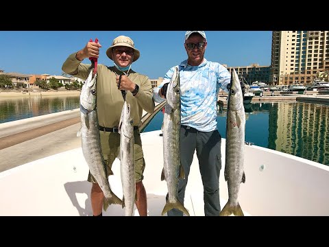 Видео: Барракуда 12 и 14 кг в центре  Дубай. Рыбалка в Дубаях