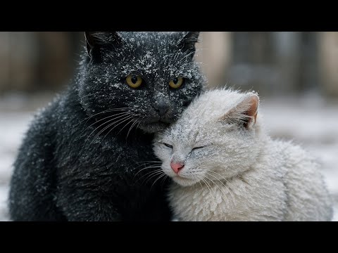 Видео: Кошки дрожали в холоде, прижавшись друг к другу… Пока один прохожий не смог уйти без них